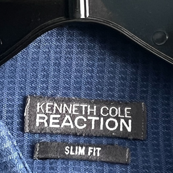 Kenneth Cole Reaction Men’s Blue Slim Fit Long Sleeve Button-Down Shirt Sz 16.5 - Picture 3 of 6